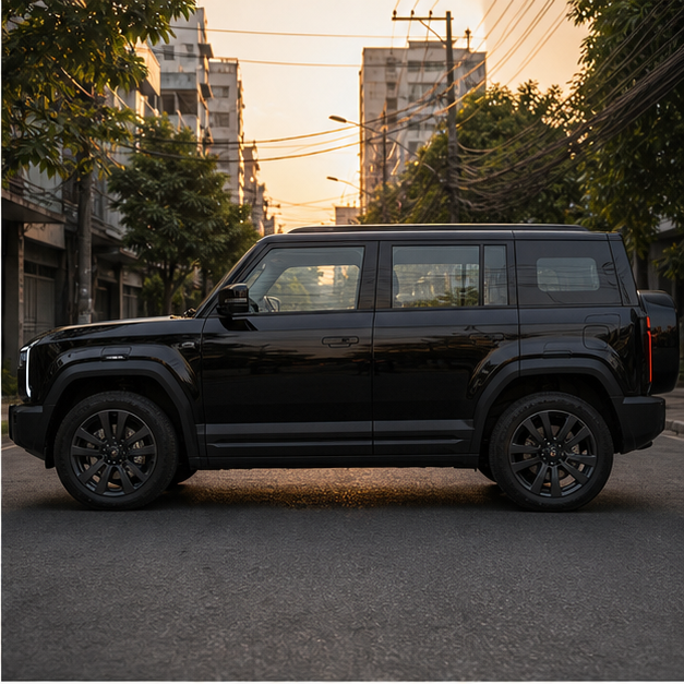 Jaecoo 6 EV Side view in Bangkok, NOIRR