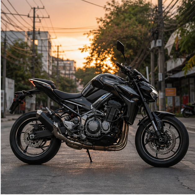 Kawasaki Z900 Side view in Bangkok, NOIRR