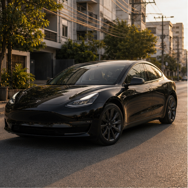 Tesla Model 3 Front view in Bangkok, NOIRR