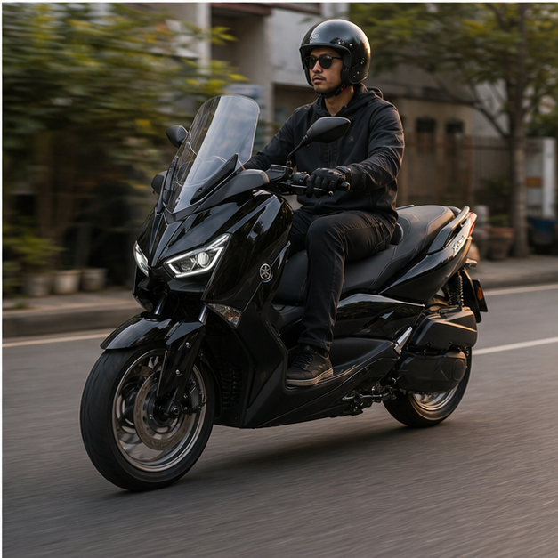 Yamaha XMAX 300 On the road view in Bangkok, NOIRR