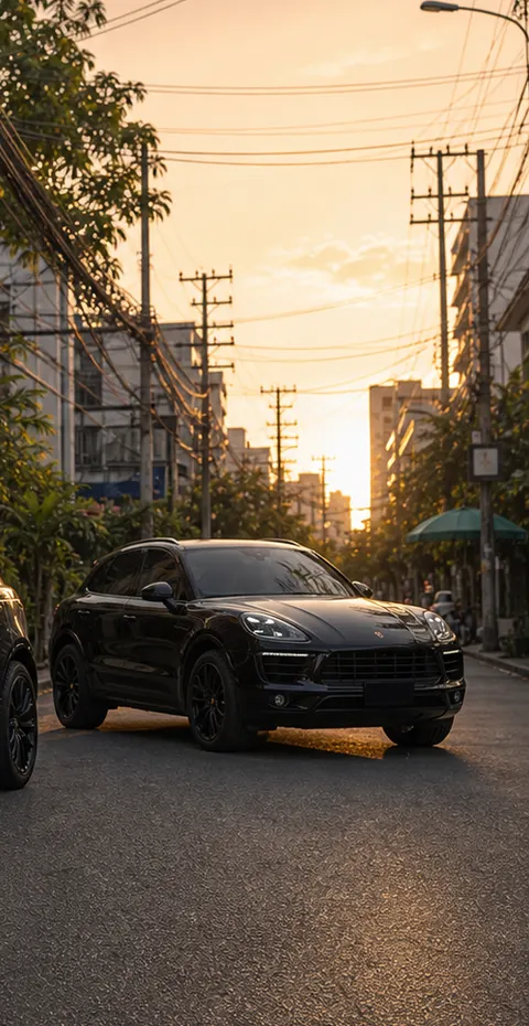 Porsche Macan บนถนนในกรุงเทพ